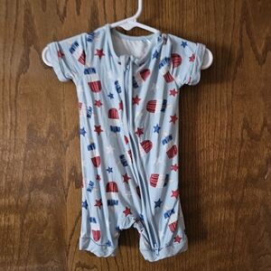 Patriotic Baby Romper with Stars and Popsicles